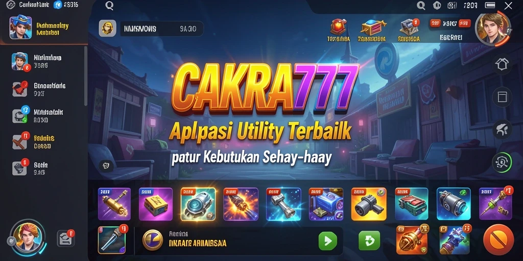 Tampilan utama CAKRA777 dengan fitur-fitur utility yang memudahkan pengguna.