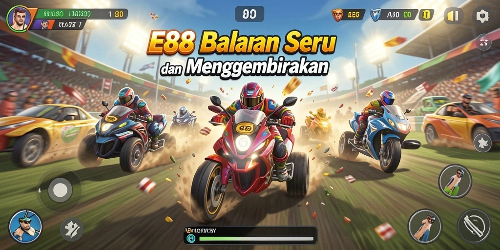 Tampilan gameplay seru dengan mobil balap yang cepat dan trek menantang.