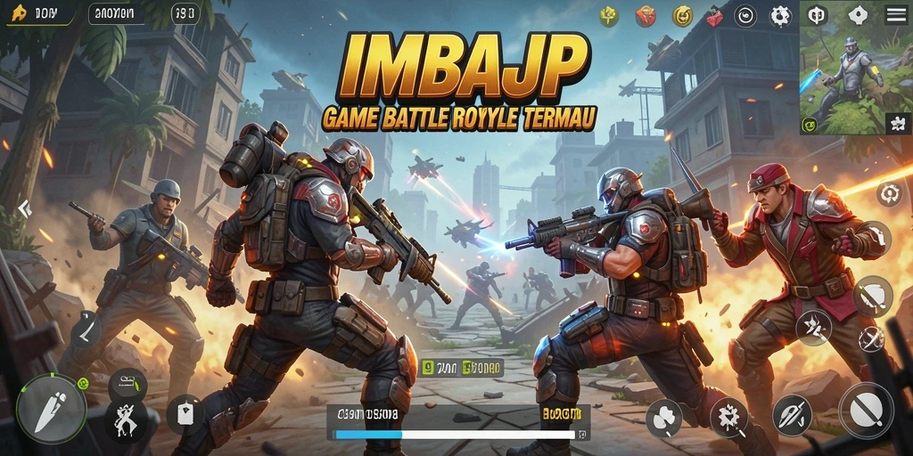 Tampilan permainan IMBAJP dengan aksi Battle Royale yang seru.