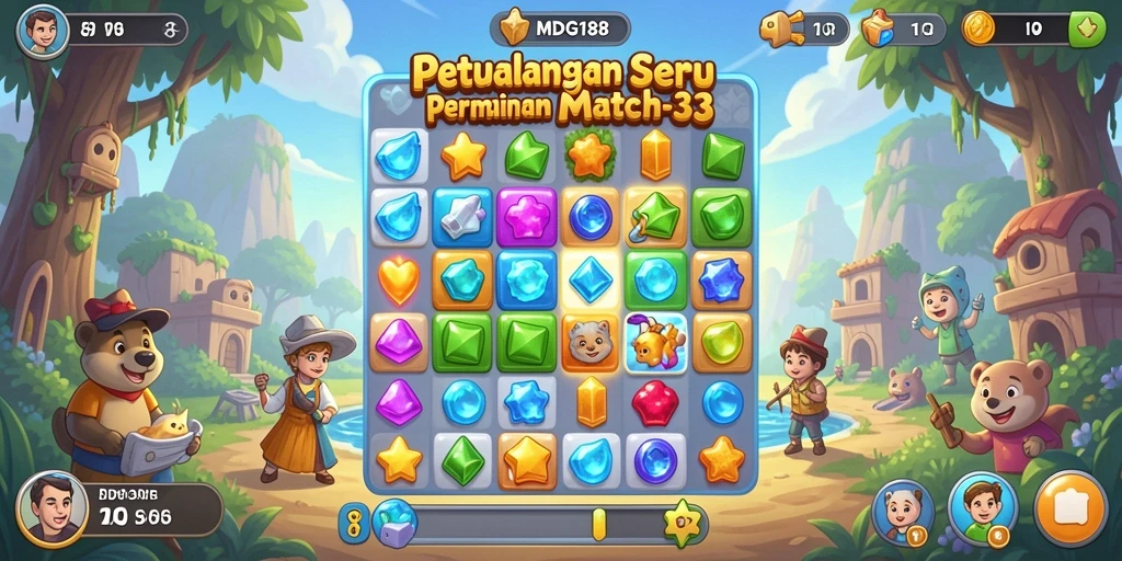 Tangkapan layar MDG188 menampilkan gameplay Match-3 yang penuh warna dan mengasyikkan.
