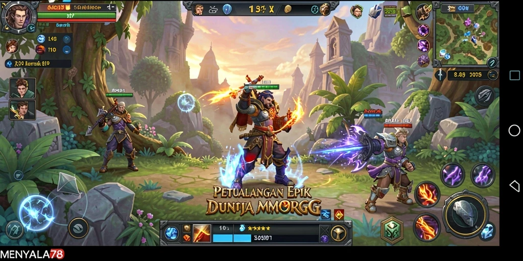 Screenshot dari gameplay epik di MENYALA78, menampilkan aksi dan petualangan dalam MMORPG.