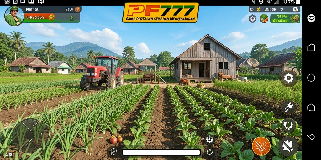 Tampilan gameplay PF777 yang menampilkan kebun yang subur.