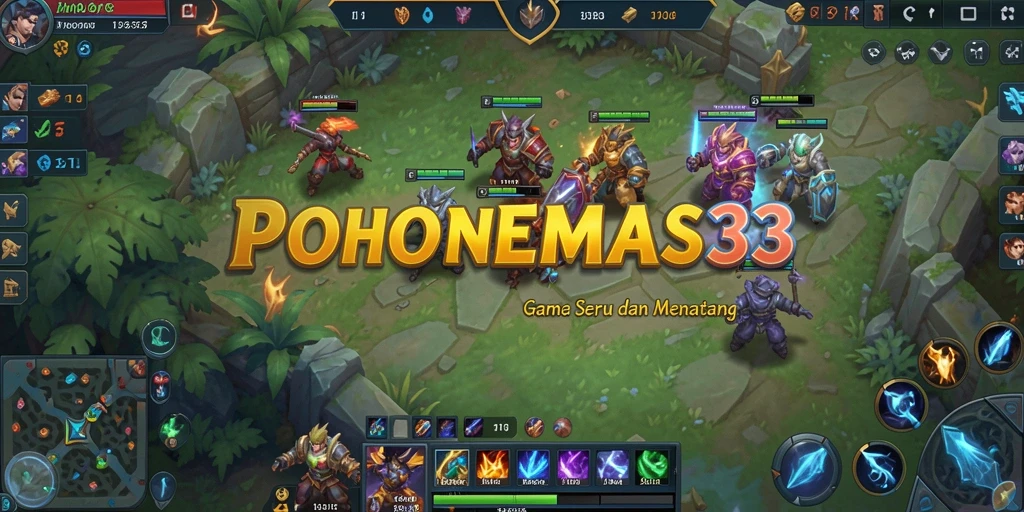 Tampilan seru dari gameplay POHONEMAS33 di arena MOBA.