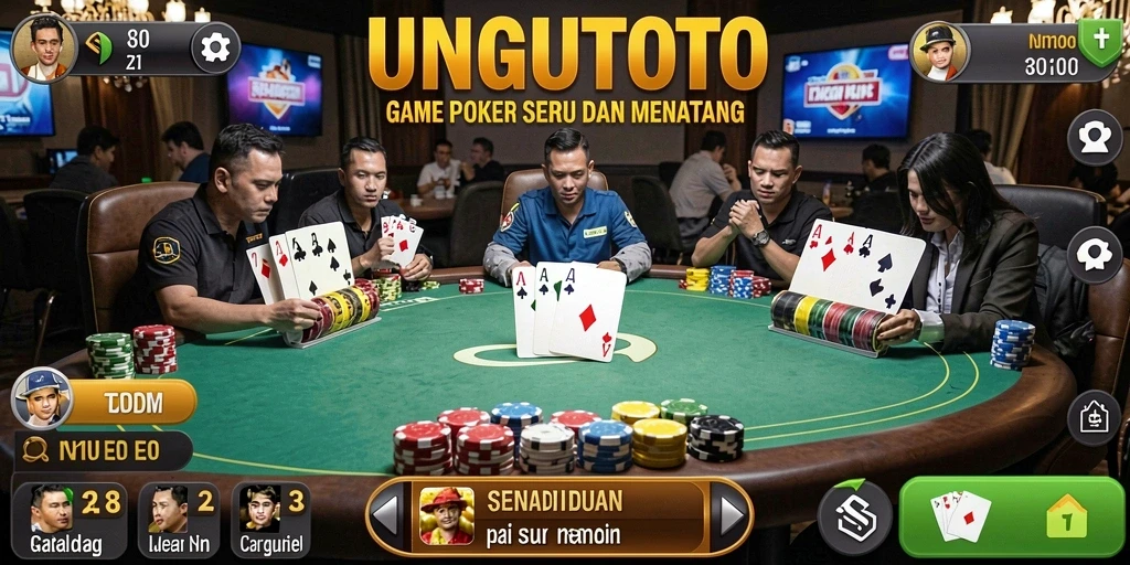 Tangkapan layar UNGUTOTO menampilkan aksi permainan poker yang seru.